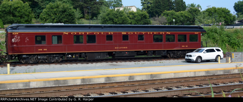 NS research car 99, The Belford, spends the weekend in Lynchburg.  It'll be gone in the morning.